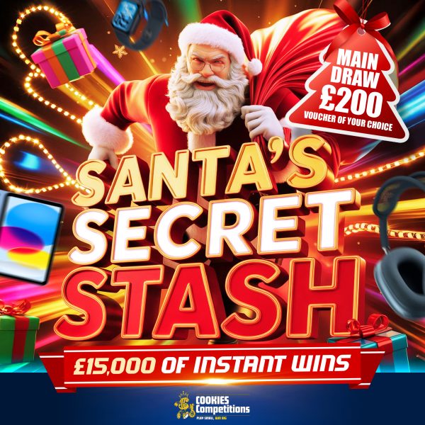 Santa's Secret Stash - £15,000 Worth of Instant Wins - 55'' TV, PS5, XBOX, Airpods MAX!